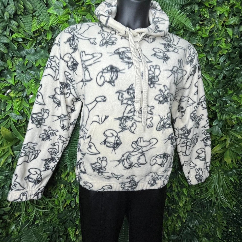 Women Jacket Large Beige Terry Hoodie Pullover Graphic Design Tom And Jerry - Image 3 of 4