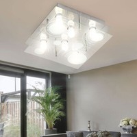 Deckenlampe Deckenleuchte Wohnzimmerlampe Glas Metall 6 Flammig Klar Led L 33Cm