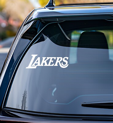 Los Angeles Lakers Vinyl Decal - 6x2 Inch White Team Logo Sticker For Car, Window, Or Wall 6 thumbnail image