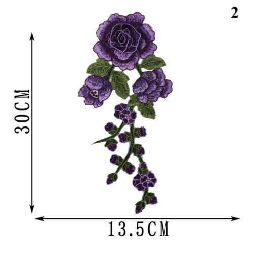 Rose Flowers Patch Iron Sew on Embroidered Badge Clothes Embroidery Applique - Picture 14 of 22