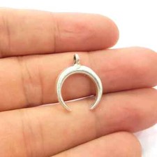 Crescent Charm Silver Moon Charm Antique Silver Plated Pendant 20x17 mm G14934