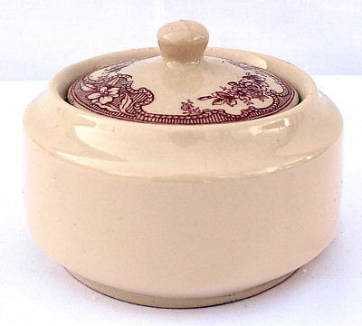 Jac-Tan Vitrified China - FLORAL - TAN - SUGAR BOWL with LID
