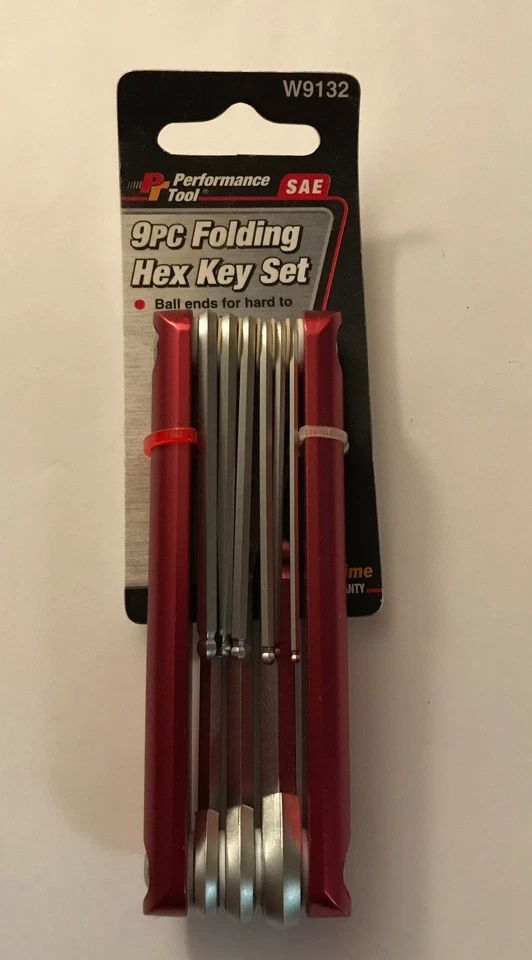 PERFORMANCE TOOL 9PC FOLDING HEX KEY SET BALL END SAE STANDARD W9132 ALLEN WRENC - Image 2 of 4