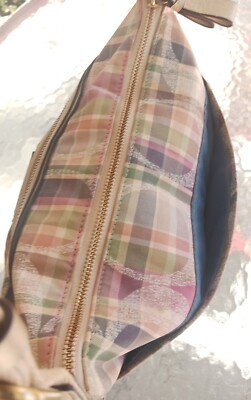Coach MEDIUM F22146 Poppy Madras Plaid Multicolor Signature C
