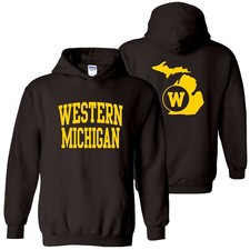 Western Michigan Broncos Front and Back Print Hoodie - Dark Chocolate