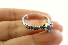 Blue Topaz Ornate Balinese 925 Sterling Silver Band Ring Size 6 7 8 9
