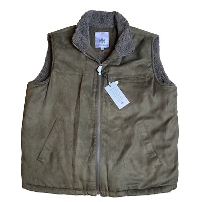 Microsuede Fleece Vest by RFT Rainforest- Men's Large Olive Green Warm Lined