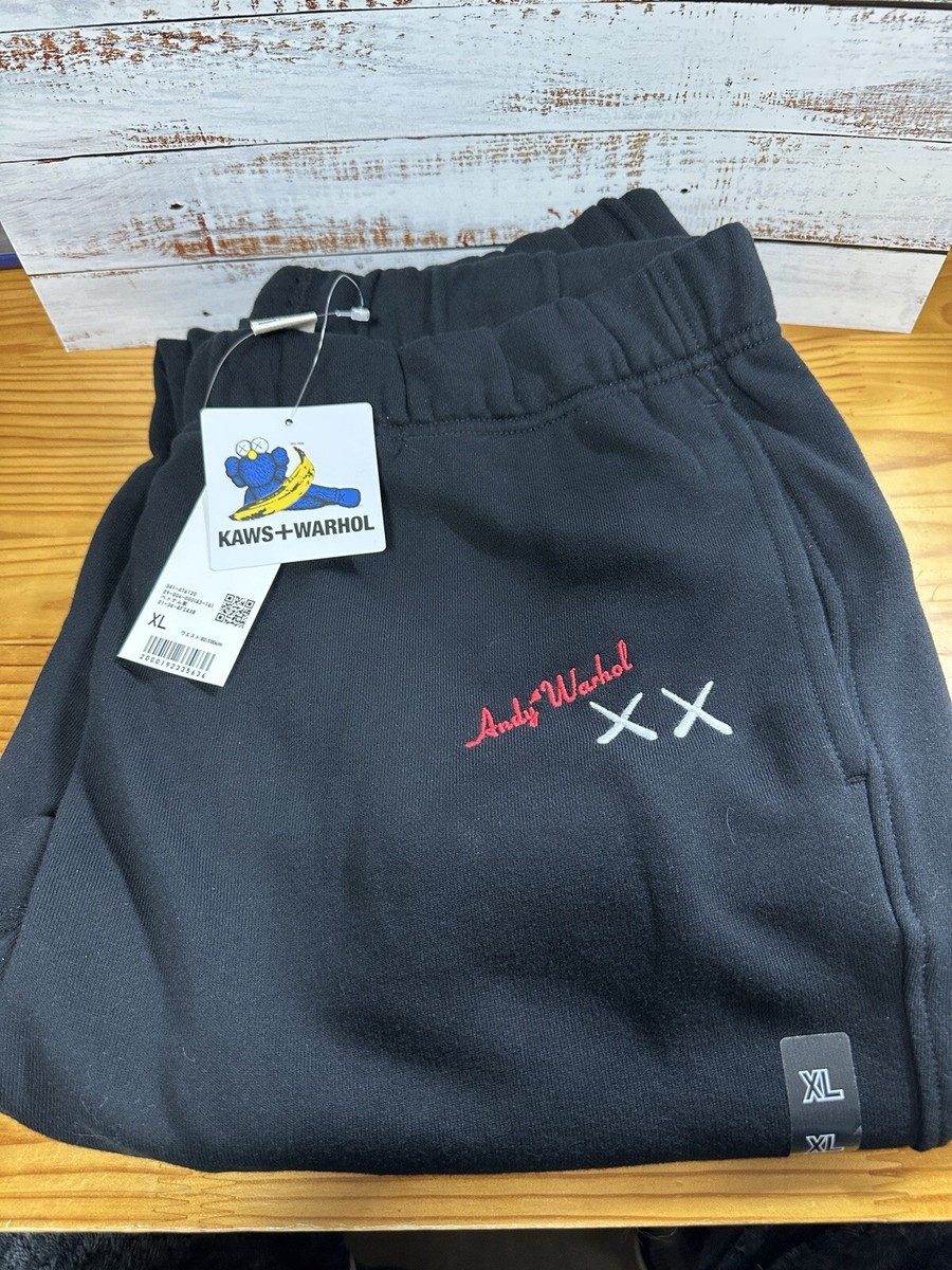 KAWS X Warhol 2024 Graphic Black Sweatpants Large Size (Asia Size