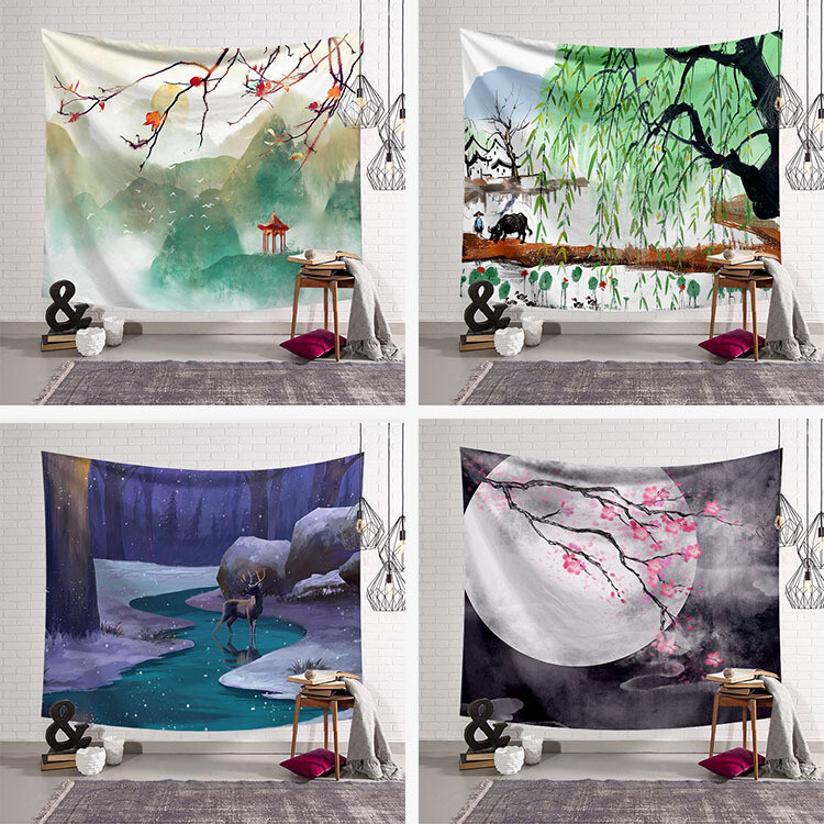 INS Tapestry Art Painting Home Wall Hanging Beach Towel Blanket Bed  Background