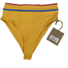 Stone Fox Swim Juniper Bikini Bottom Honeycomb Sunset Pink Colorblock Medium