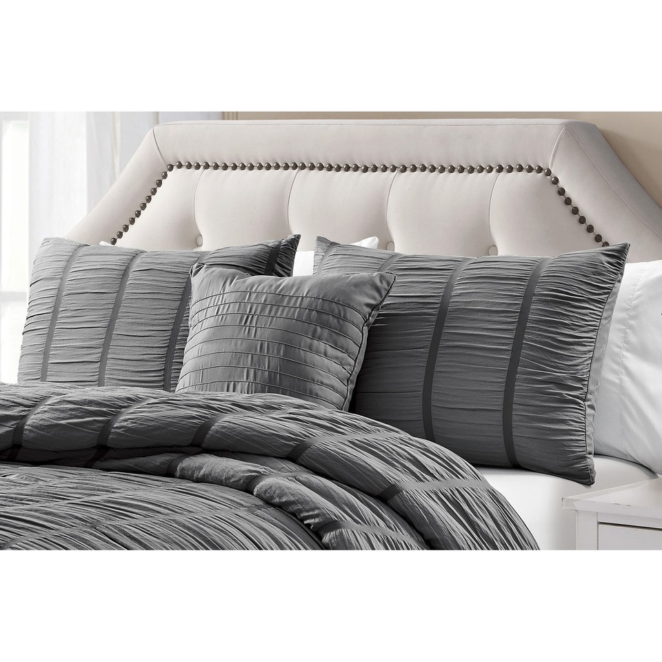 Electra 4pc Seersucker Comforter Set Charcoal
