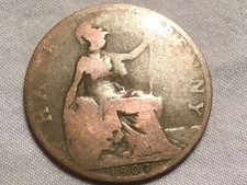 1907 Edward VII British Half Penny Coin. 1/2d