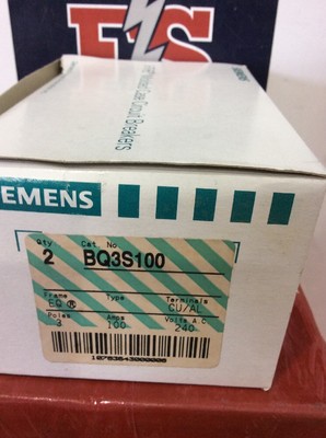 Siemens ITE Circuit Breaker BQ3S100 100 Amp 240 Volt 3 Pole Qty 2