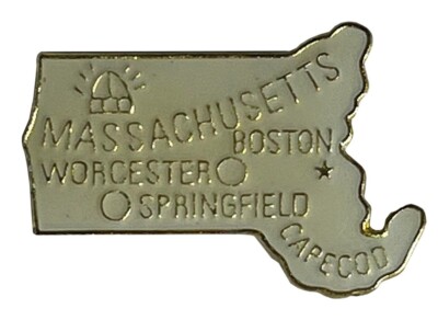 Massachusetts Enamel State Map Hat Cap Lapel Pin (ACE - 622)