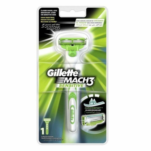 Gillette mach-3 razor 1up Sensitive en,fr,ar (7702018082438)