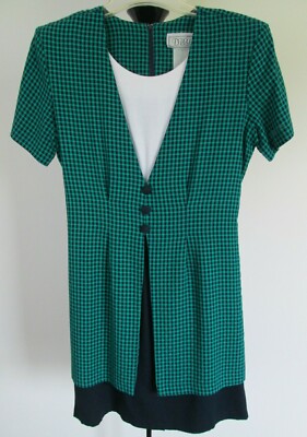 Junior Womens Blue Green DBY Short Sleeve Dress Size 7 Nice Vintage 90 s