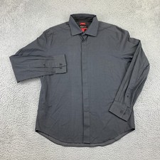 Kenneth Cole Awearness Shirt Mens Large Gray Long Sleeve Button-Up Stretch