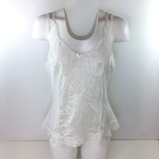 Vintage 80s Womens Warners Crystal Lace Lingerie Camisole Pajama White Size 36