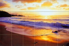 36 x 24 Mural Ceramic Sunset Ocean Backsplash Tile 357