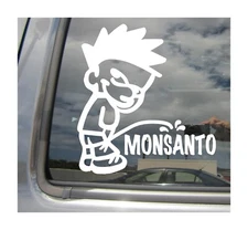 Boy Pee On Monsanto - Funny GMO Car Auto Window Vinyl Decal Sticker 02193