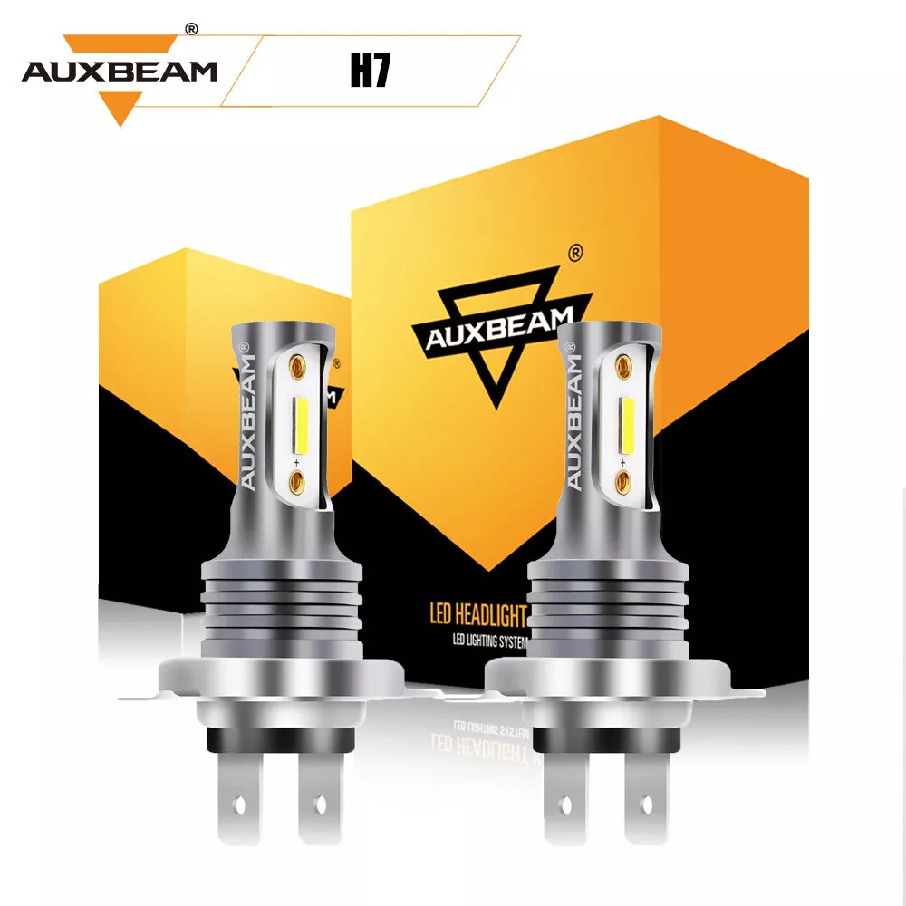 Pair AUXBEAM H7 LED Bulb Conversion Kit High Low Beam Fog Light Lamp 6000K White