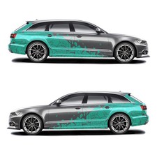 2er Set Auto Aufkleber Mosaik Scherben 200x60cm Geometrisch KX074 Mint