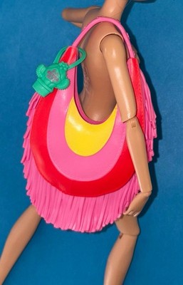 Barbie Puppenkleidung extra Fliegentasche Schulter Hobo mit Taschenanhänger Regenbogen
