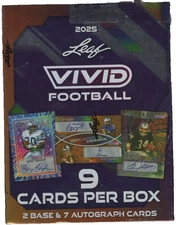 2025 Leaf Vivid Football Factory Sealed Hobby Box 7 Autographs