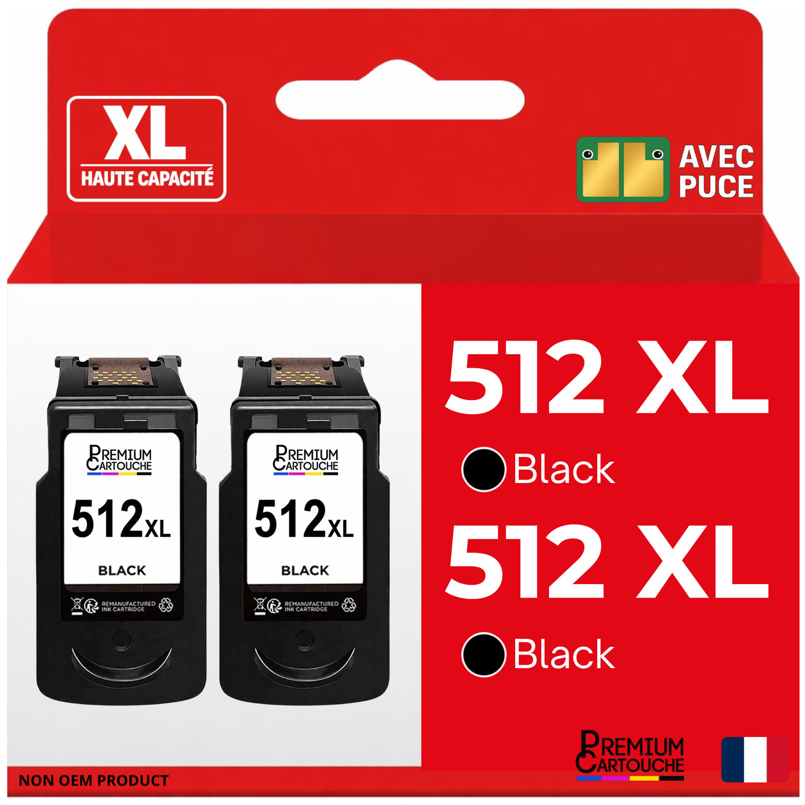 Pack 2 cartouches PG512 noir compatible Canon fini les pannes d'encre