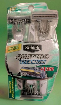 Schick Quattro- 3 pack  4-Blade Titanium Disposable Razor New Sensitive Aloe