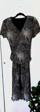 Connected Apparel Faux  two piece Dress Black White short sleeve Sz 10 Stylish!