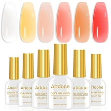 	Artdone Sheer Gel Nail Polish Set Jelly UV Gel 6 Colors Translucent Milky Wh...