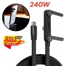 2 in1 Invisible Holder Charger Cable, 240W FastCharging Cord with Phone Stand