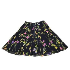 Uniform John Paul Richard A-line Silk Shell Lined Skirt Floral 12 Midi Boho VTG