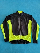 Maks Bike Wear Jacket Windbreaker Yellow Black Refective Cycling Sz XL Full Zip