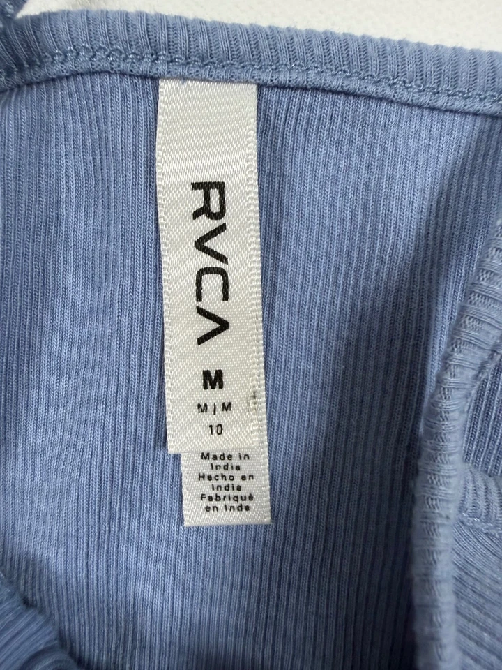 Camiseta sin mangas RVCA para mujer M acanalada con cordones cami correa de espagueti azul claro elástica Foto 4 de 4
