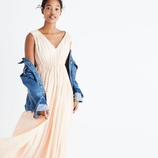 NWT Madewell Magnolia Tie-Back Maxi Dress in Peach Size XS