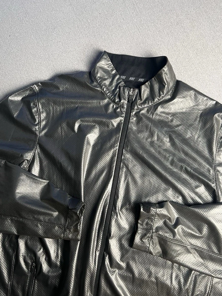 Rare Nike Men's Black running jacket Long Sleeve Full Zip HighNeck Jacket Size L
