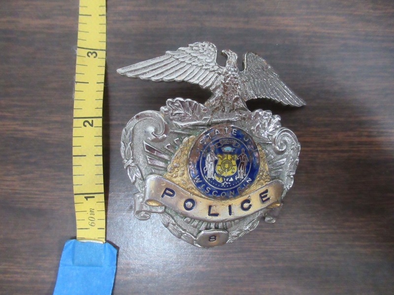 Vintage State of Wisconsin Police Hat badge/pin