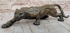 Bronzene Handgefertigte Berglöwen Skulptur Wildtier Kunst Dekor Puma Figur