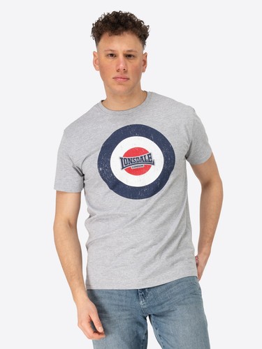 Lonsdale T-Shirt Premium Trevose Classic Mod Target Logo White Grey Shirt - Picture 17 of 22