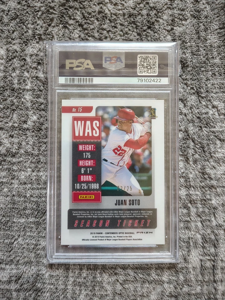 2019 Contenders Optic Juan Soto Season Ticket Pink /25 PSA 9 MINT RARE POP 2 - Image 4 of 4
