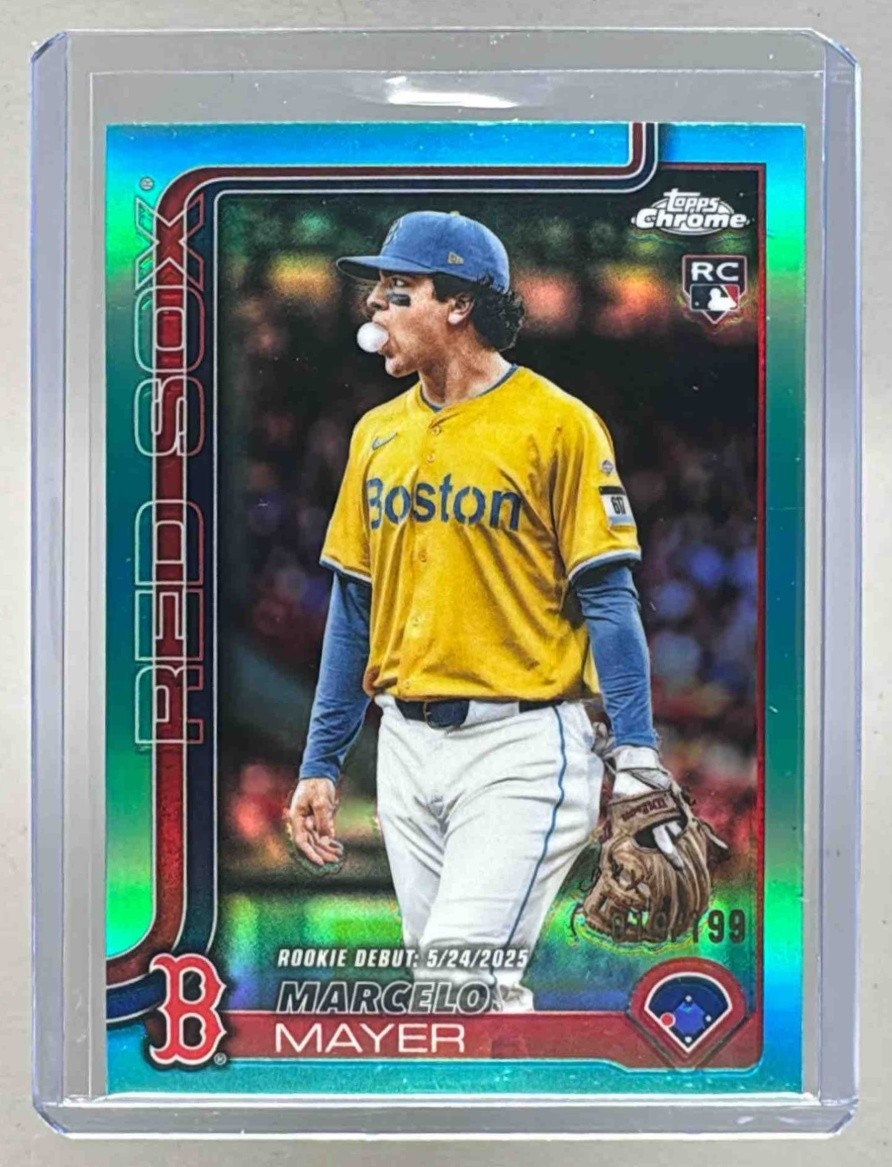 Marcelo Mayer 2025 Topps Chrome Update #USC117 Aqua Refractor Rookie RC /199