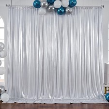 10x10ft Silver Sequin Backdrop Curtain Glitter Wedding Party Photo Decor Set