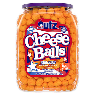 Utz Cheese Balls 23 oz Barrel Cheesy Crunchy Party Snack Resealable Fresh