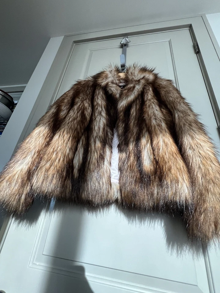 H&M Vintage Imitación Piel de Zorro Med Unisex Bronceado con Puntas Negro Marrón Interior Rubor Claro Foto 2 de 4