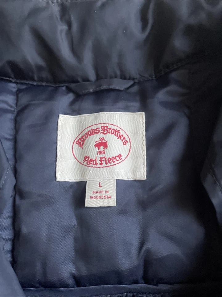 BROOKS BROTHERS Red Fleece Black Down Power Fill Insulated Zip Puffer Jacket L - Image 4 of 4
