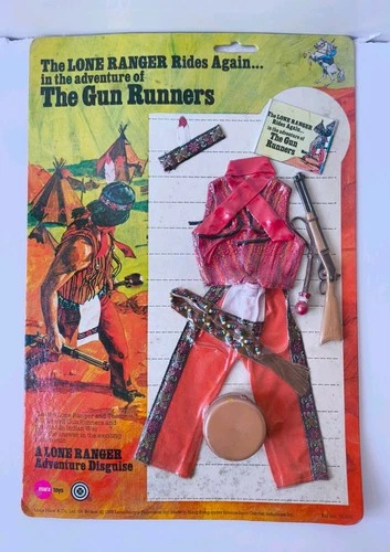 NEW Vintage Marx The Lone Ranger The Gun Runners clothes on card 1975.UK version