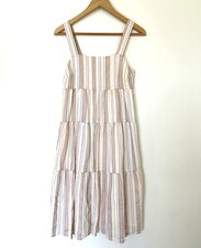 Madewell Womens Tiered Rainbow Midi Dress Size 00 White Teacher Preppy Vacation