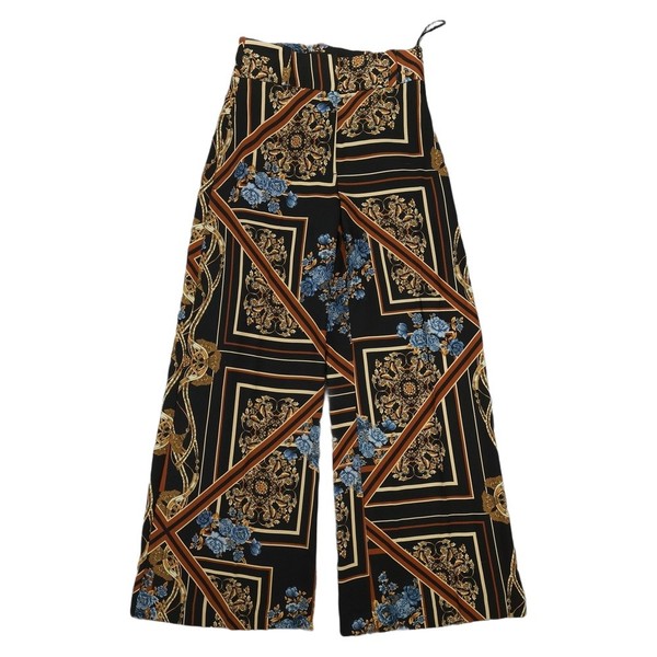 CUE Pants Womens 8 Brown Baroque Scarf Print Wide Leg Palazzo High Rise Size 8